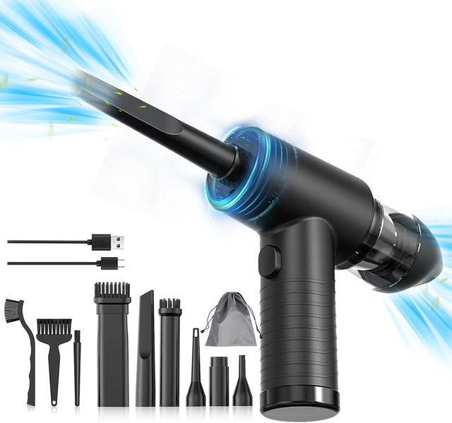 Compressed Air Duste - Electric Air Duster for Computer Deep Cleaning,Mini Vacuum for Car Cleaner - Cleaner 3-in-1 Reusable