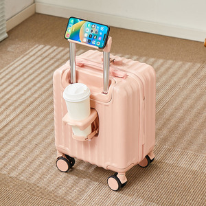 Valise de cabine tendance de 14 pouces en ABS personnalisable avec support pour téléphone portable et porte-gobelet pour le dropshipping - Product Image 2