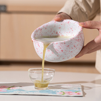 Bol à matcha et ensemble d'accessoires en céramique résistant à la chaleur en porcelaine japonaise à dégradé rose ciel étoilé