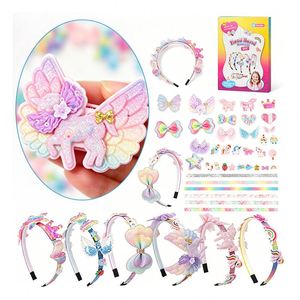 Princess DIY Hair Hoop Set Girls Butterfly Crown Flower <b>Bow</b> Stickers Handmade Craft Party Favor <b>Gift</b> Pack Toy Box - Product Image 1