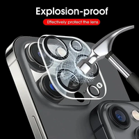 Verre trempé pour iPhone 17 Pro Max 16 15 14 13 Pro Max Plus Mini Protecteur d'objectif de caméra Cercle noir Film de protection pour objectif