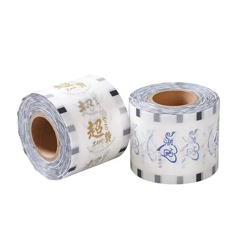 Custom Logo Printed Paper Cup Sealer Film Pp Cup Sealing Roll Film For Bubble Tea