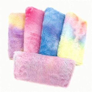 Monedero de Felpa Suave con Degradado de Color Arcoíris de Lujo para Mujer, Cartera Larga y Esponjosa para Damas - Product Image 2