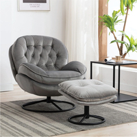Chaise d'appoint pivotante en velours SANS Chaise longue de loisirs avec salon ottoman