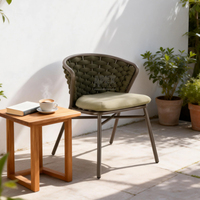 Chaises de salle à manger d'extérieur au design moderne, cadre en métal imperméable, assise en corde tressée, chaise de bistrot pour jardin et patio