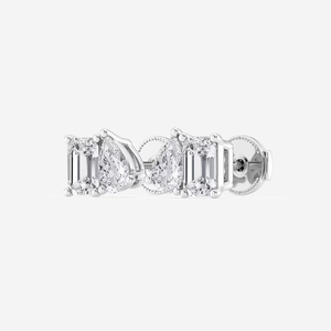 <b>Emerald</b> And Pear Lab Grown Diamond <b>Stud</b> <b>Earrings</b> With Brilliant Sparkle Ethical Luxury Jewelry For Women Everyday - Product Image 3