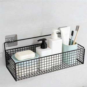 Étagère de rangement murale en métal, 36 cm, noire, sans perçage, pour salle de bain, cuisine, chambre à coucher - Product Image 1