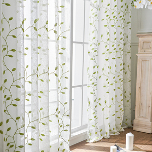 <span class=keywords><strong>Tende</strong></span> in Chiffon semitrasparente ricamate con foglie <span class=keywords><strong>verdi</strong></span> in Tulle bianco <span class=keywords><strong>tende</strong></span> per finestre in Voile pannelli per camera da letto soggiorno a casa - Product Image 1