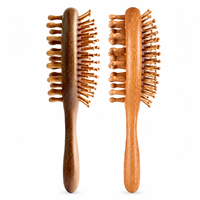Brosse à cheveux double face en bois avec coussinets en bambou, peigne de massage du cuir chevelu, brosse démêlante en bois naturel, logo personnalisé, fourniture OEM