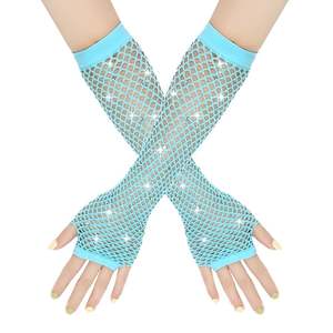 Nouveaux gants en maille, gants en résille néon, mitaines noires et rouges, transparents, pour déguisements, pour femmes, filles sexy, punk, gothique, gants de danse - Product Image 6