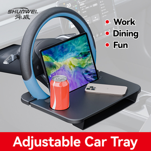 Plateau de bureau universel 2-en-1 pour volant de <span class=keywords><strong>voiture</strong></span> <span class=keywords><strong>avec</strong></span> porte-gobelet, fente pour <span class=keywords><strong>tablette</strong></span> et organisateur de rangement pour l'espace entre les sièges, idéal pour manger et travailler - Product Image 2