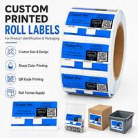 Étiquettes d'identification de produits personnalisées, code QR, autocollants en rouleau autocollants pour l'emballage des pièces avec impression bleue et noire claire