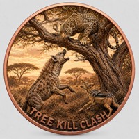 Pièce de monnaie en cuivre pur 999 de 5 oz, couleur cuivre, en relief, série animaux de la savane africaine, édition UV préférée