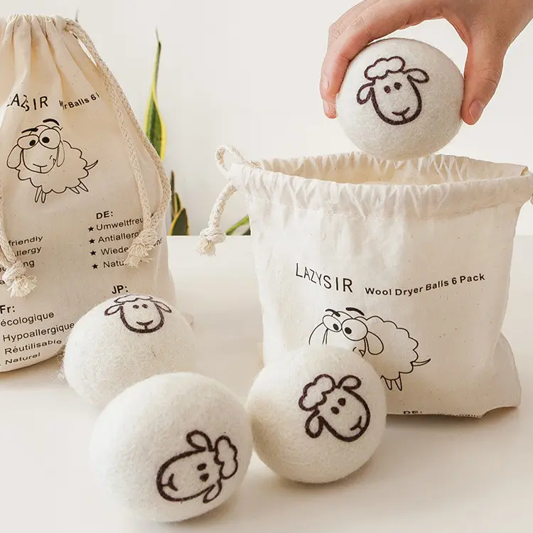 arrivals 2024 top seller trending New zealand wool products xl 7cm wool Dryer Balls 6 pack cotton bag factory wholesale
