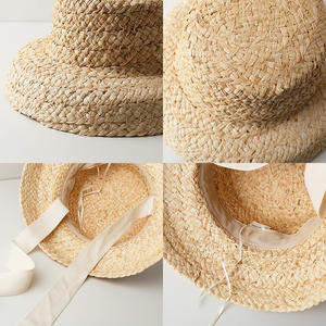 Filles raphia paille <span class=keywords><strong>chapeau</strong></span> de soleil en plein air plage coupe-vent été cloche <span class=keywords><strong>chapeau</strong></span> de paille pour la vente en gros - Product Image 2