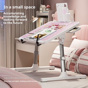 Petite table de lit <span class=keywords><strong>pliable</strong></span> en métal à hauteur réglable avec surface en bois pour dortoir, table d'étude pour ordinateur portable pour étudiants, fenêtre en <span class=keywords><strong>baie</strong></span> - Product Image 4