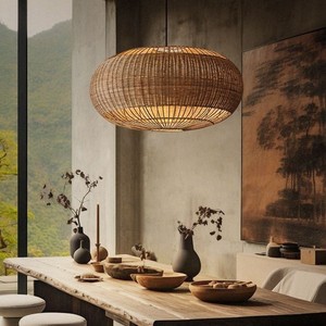 Rattan Chandelier Round Pendant <b>Light</b> 40 50 60 80cm Diameter E27 LED For <b>Dining</b> Room Living Room Bedroom Zen Style - Product Image 5