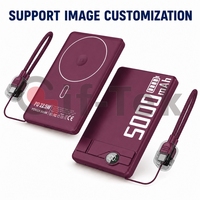 Casing Pengisian Daya Nirkabel Merah Ceri Tua Model Baru Generasi ke-18 Tiga-dalam-Satu 10000mAh Pengisian Cepat Magnetik Aluminium Ultra-Tipis