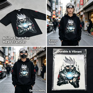 Autocollants thermocollants pour vêtements, design de dessin animé japonais Kakashi, impression par transfert à chaud, transferts plastiques brillants pour décoration. - Product Image 2