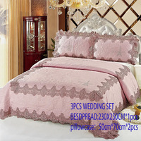 Direct usine Offre Spéciale personnalisé en relief matelassé couvre-lit couvre-lit dentelle broderie ensemble de couvre-lit