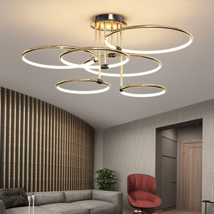 거실 램프 미니멀하고 웅장한 창조적 인 침실 조명 방 조명 링 노드 침실 샹들리에 - Product Image 6