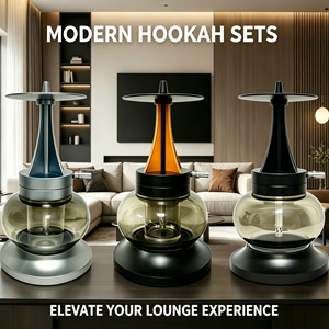 Chicha LED en aluminium à 3 couleurs, vente directe usine, nouveau design, base en verre de luxe, ensemble chicha allemande, modèle Fortress - Product Image 5