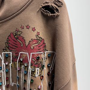 Sweat-shirt épais en coton respirant écologique, style streetwear, personnalisé, lourd, brodé, vintage, délavé à l'acide, en molleton français - Product Image 5