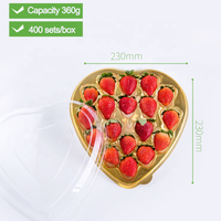 Groothandel Transparante Voedselveilige Wegwerp PET Plastic Fruitverpakkingen Hartvormige Aardbeienbakjes