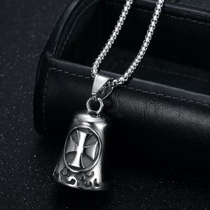 Stainless Steel <b>Cross</b> Pendant Necklace Vintage Polished Bell Shape Unisex Fashion Jewelry - Product Image 2