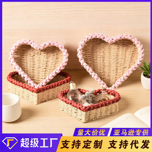 Handmade Paper Rope Heart Shaped <b>Storage</b> <b>Basket</b> Small Desktop Organizer For Keys And Clutter - Product Image 5