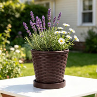 Plateau pour pot de fleurs en plastique extra large et durable avec trou de drainage, design traditionnel, jardinière d'intérieur, capacité de 3,99 L