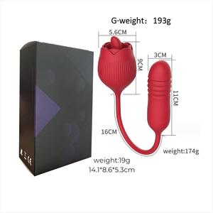 Vibrador Rosa al por Mayor con Dildo de Empuje y Tapón Anal, Juguete Sexual de Doble Estimulación para Mujeres y Parejas, Juguete Adulto Recargable por USB - Product Image 4