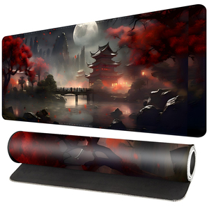 แผ่นรองเมาส์เกมมิ่งยางขนาดใหญ่ ดีไซน์เองได้ ลายญี่ปุ่นเท่ๆ แผ่นรองคีย์บอร์ดสำหรับวางบนโต๊ะ พร้อมฐานยางกันลื่น ขอบเย็บอย่างดี - Product Image 1