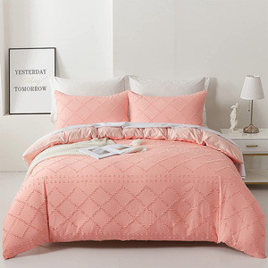 Aoyatex Nuevo diseño suave Jacquard Clips Juego de edredón y funda de almohada Juego de funda nórdica con mechones Ropa de cama - Product Image 6