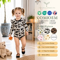 Küçük Kız Çocukları Organik Pamuklu Çıtçıtlı Fırfırlı Bebek Bodysi Hayalet Baskılı Tatil Pijama Seti Toptan Özel Etiket OEKO-TEX