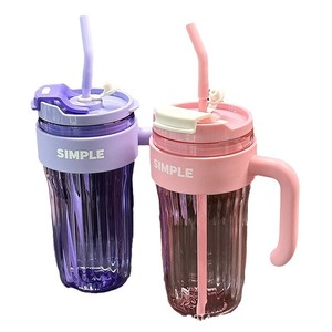 Simple Handle Water Bottle 500ml With Straw Portable For Students - Product Image 5