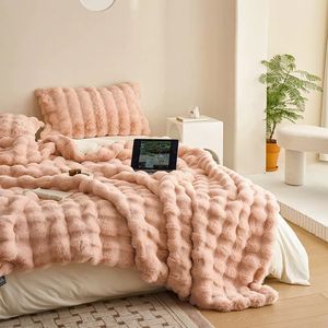 Hot Sale Rabbit Bubble Velvet Double-sided Thickened Office Nap <b>Sofa</b> <b>Cover</b> Blanket - Product Image 6