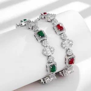 Perhiasan Fashion gelang perhiasan semua cocok mode berlapis Rhodium mewah kelas atas berlian warna-warni Prancis