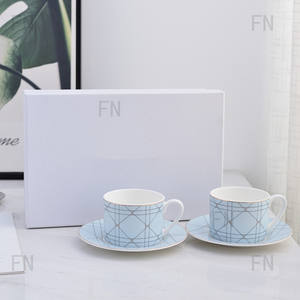 Ensemble de tasses et soucoupes à café en céramique de luxe européenne, vente chaude, ensemble de tasses et soucoupes pour le thé de l'après-midi - Product Image 4