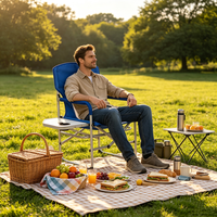 Chaise de Réalisateur Pliante avec Table d'Appoint Robuste pour Camping, Pique-nique, Randonnée, Voyage – Siège Pliant Léger et Portable