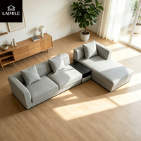 Canapé modulaire en tissu en forme de L moderne pour salon, ensemble de canapés modulaires avec table d'appoint, meubles de maison en tissu personnalisables