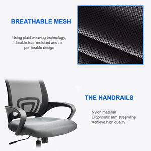 Kursi Kantor Eksekutif Ergonomis Jaring Abu-abu dengan Sandaran Tangan Tetap Gaya Modern Populer - Product Image 4