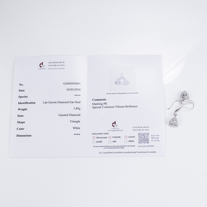 เครื่องประดับเมสซี่ MSE-926 ต่างหูเพชรทรงสามเหลี่ยมทองคำขาว 9K สำหรับผู้หญิง - Product Image 6