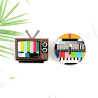 Broche vintage TV Pin No Signal années 80, broche arc-en-ciel colorée, bijoux de mode personnalisés, badge souvenir