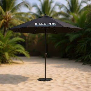 Iflle Prk Outdoor Market Umbrella 3M Aluminum Pole Crank Lift Manual Tilt Polyester Fabric Beach Patio Use - Product Image 2