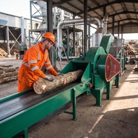 Broyeur de bois à disques avec convoyeur d'alimentation automatique, machine à découper les branches et les bûches pour ligne de production de copeaux de bois biomasse