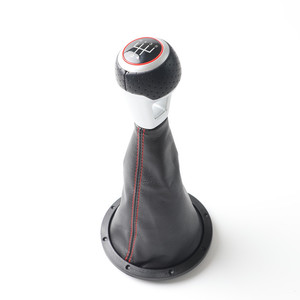 Car <b>Gear</b> <b>Knob</b> Leather Black Red Stitching For Volkswagen Golf Ergonomic Design - Product Image 2