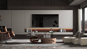 Modern Wooden <b>TV</b> Cabinet with Storage Drawers and Floating Luxury <b>TV</b> <b>Stand</b> Custom-Made White Panel for Living Room - Product Image 3