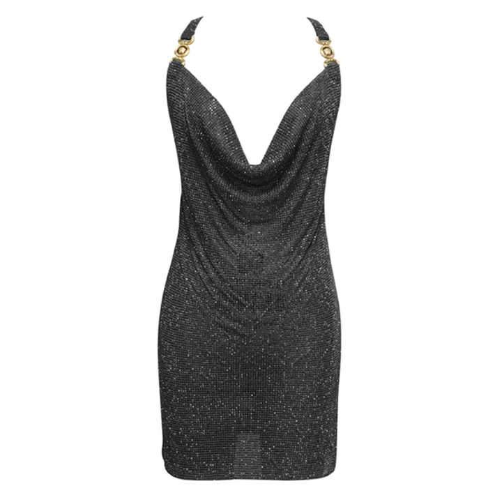 Dua Lipa Inspired Mini Dress with Blue Crystal Rhinestones | Sleeveless  Party Wear for Women - Club & Evening Dress