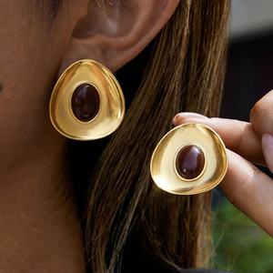 Pendientes de Acero Inoxidable Coreanos de Marca de Lujo de Diseñador, Chapados en Oro, Joyería Fina al por Mayor, Pendientes de Moda para Mujer - Product Image 1